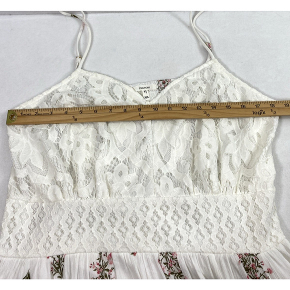 Maurices Sundress Womens XXL White Lace Pink Floral‎ Fairycore Dainty Feminine - Picture 7 of 13